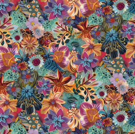Timeless Treasures Calico Cat Boho Packed Floral quilting cotton fabric