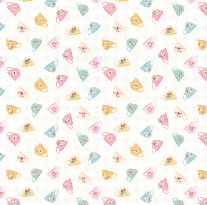 Poppie Cotton Good Morning White Rosy Cheeks quilting fabric