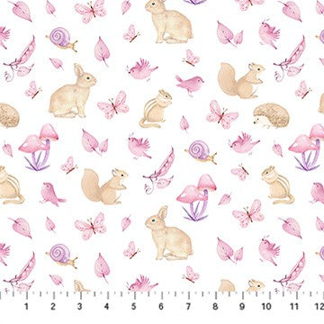 Northcott - Peas in a Pod Flannel - Animals Pink Multi F29036-21