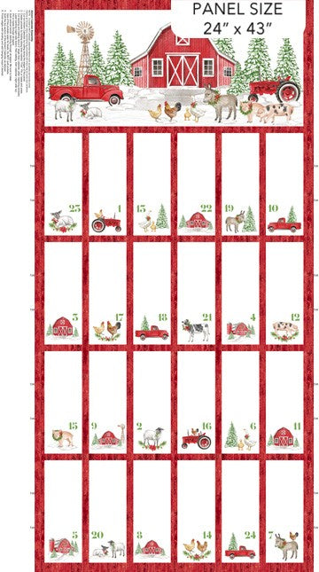 Northcott - Barnyard Christmas - Deborah Edwards - Red Multi 28809-24