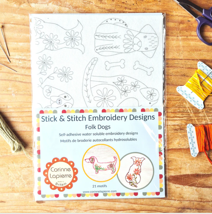 Corinne Lapierre Stick and Stitch wash-away embroidery transfers - Folk Dogs