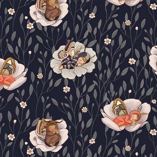 Michael Miller Baby Moths midnight nocturnal quilting fabric
