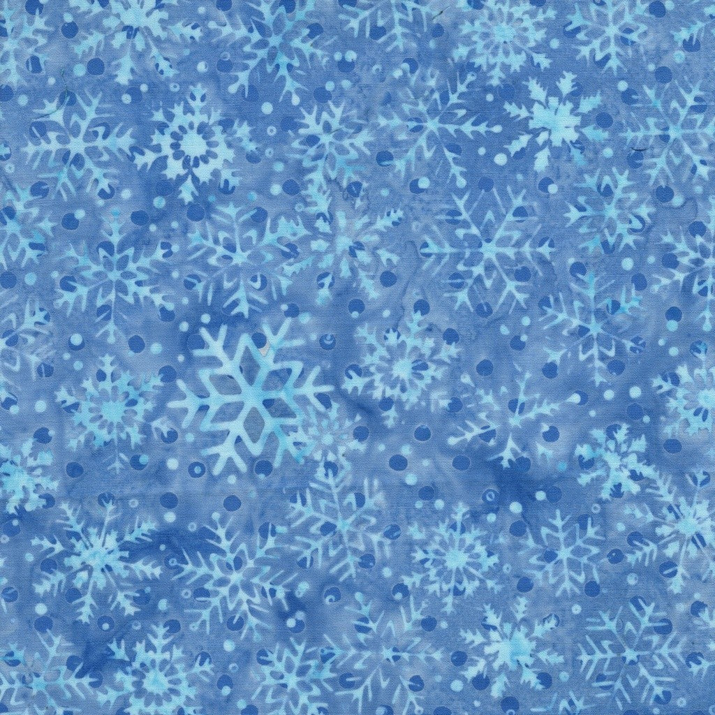 Island Batik Frosted Wishes Snowflakes Blue Harbor cotton batik quilting fabric