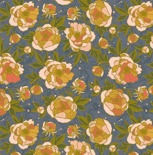 Windham Lush Life Wild Peonies Periwinkle 54713-4 quilting cotton