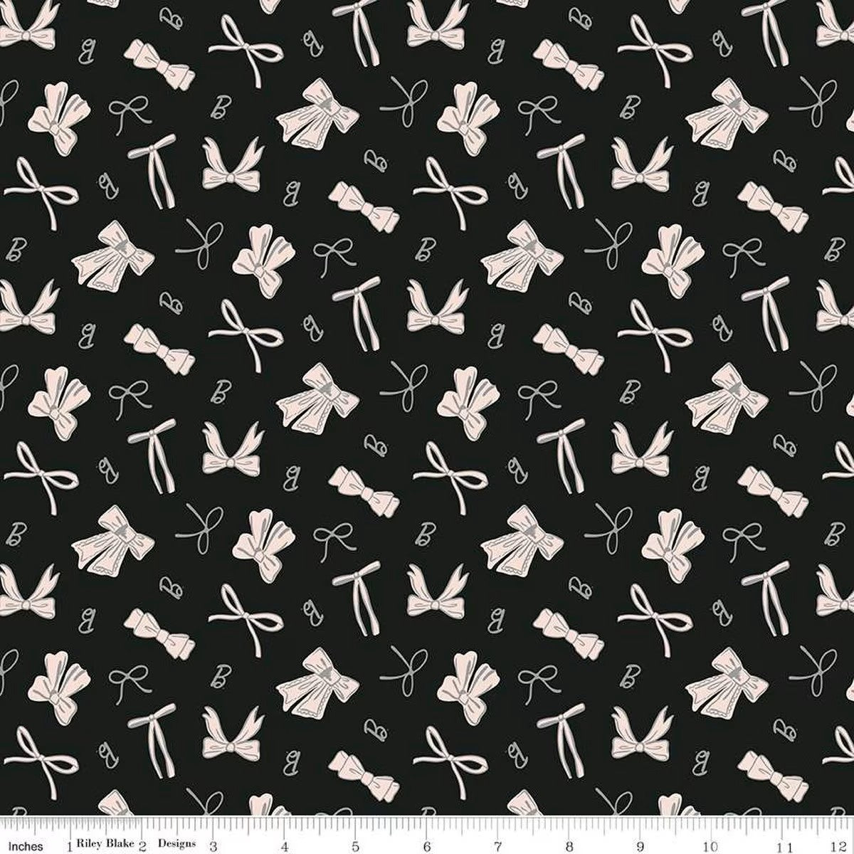 Riley Blake Barbie Vintage Bows Black novelty quilting cotton