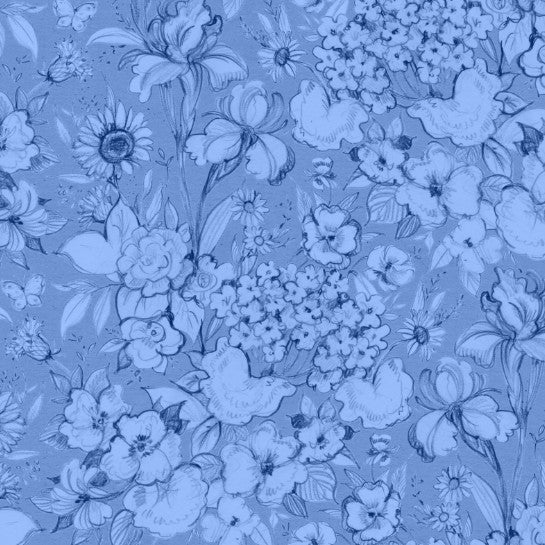 Lumin Amalfi Coast- Susan Winget Blue Blue Packed Floral fabric