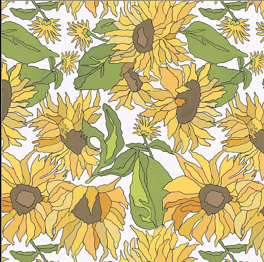 Windham Laura Heine Flowers on Main Big Yellows White 54891-5 fabric