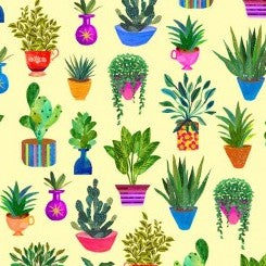 Michael Miller Houseplants DDC12579-YELL-D yellow fabric