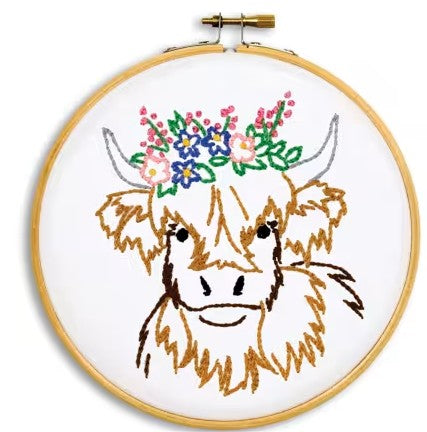 Highland Cow 6 inch Hoop Kit embroidery