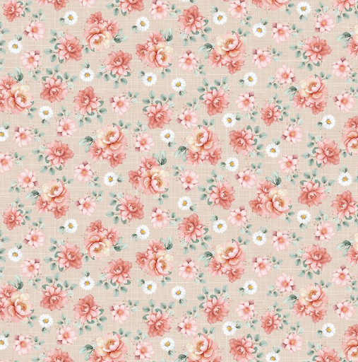 Timeless Treasures - Til the Cows Come Home - FLORAL BOUQUET FLEUR-CD4044 STRAW