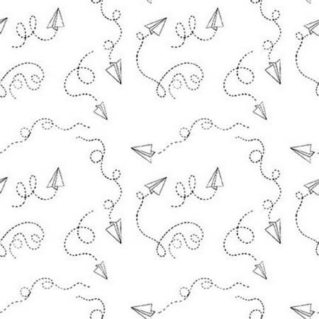 Blank Lower the Volume Paper Planes White quilting fabric