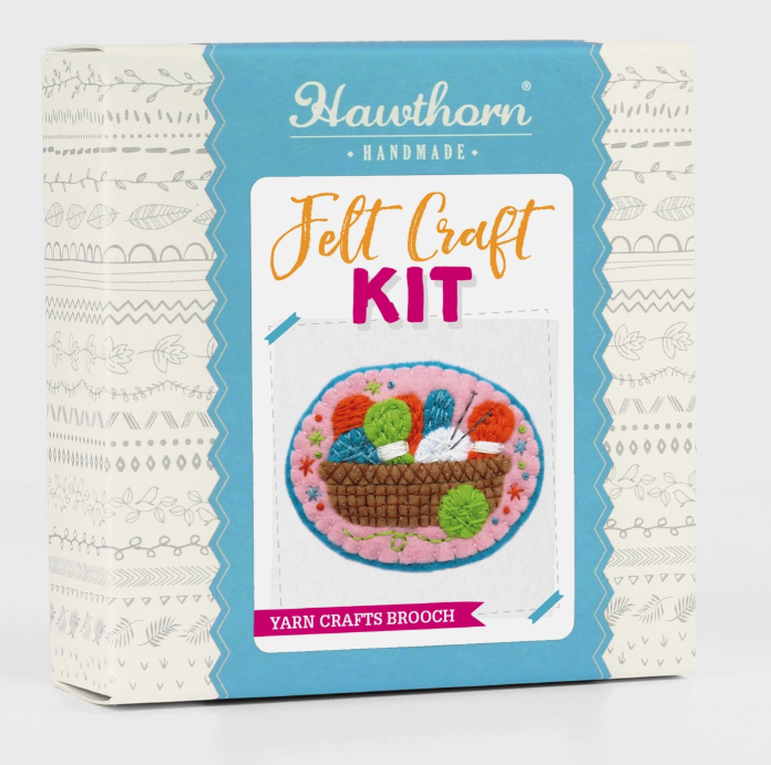 Hawthorn Handmade - Knitting Basket Felt Craft Brooch Kit | Complete Craft Kit