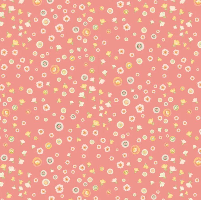 Poppie Cotton Stardust Coral cotton quilting fabric