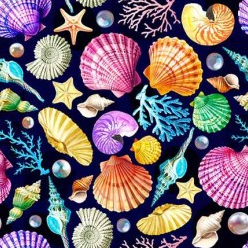 Michael Miller - Divine Oceania - Aimee Stewart - Pearls and Seashells navy - DDC12613-NAVY-D