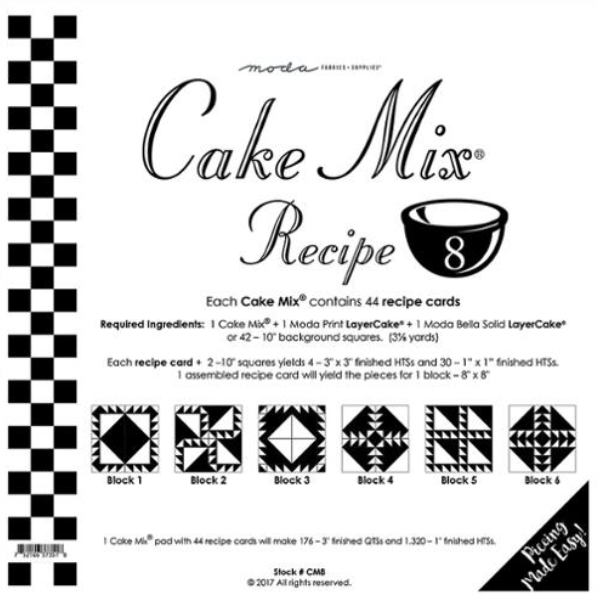 Cake Mix Recipe 8 CM8 44 count paper foundations half square triangle blocks