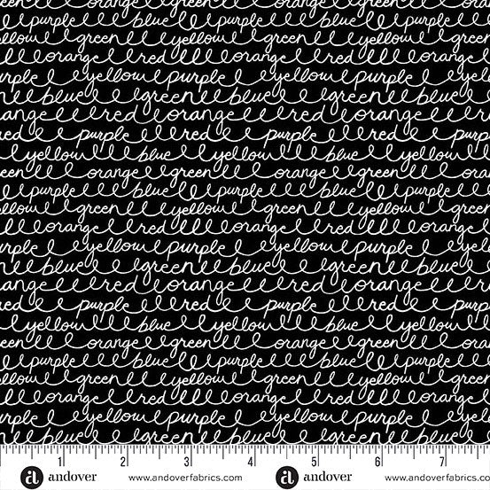 Andover - Back to School - Cursive Colors Black - A-10246-K