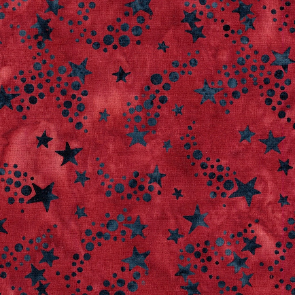 Island Batiks - Freedom Rings - Shooting Stars Red Crimson