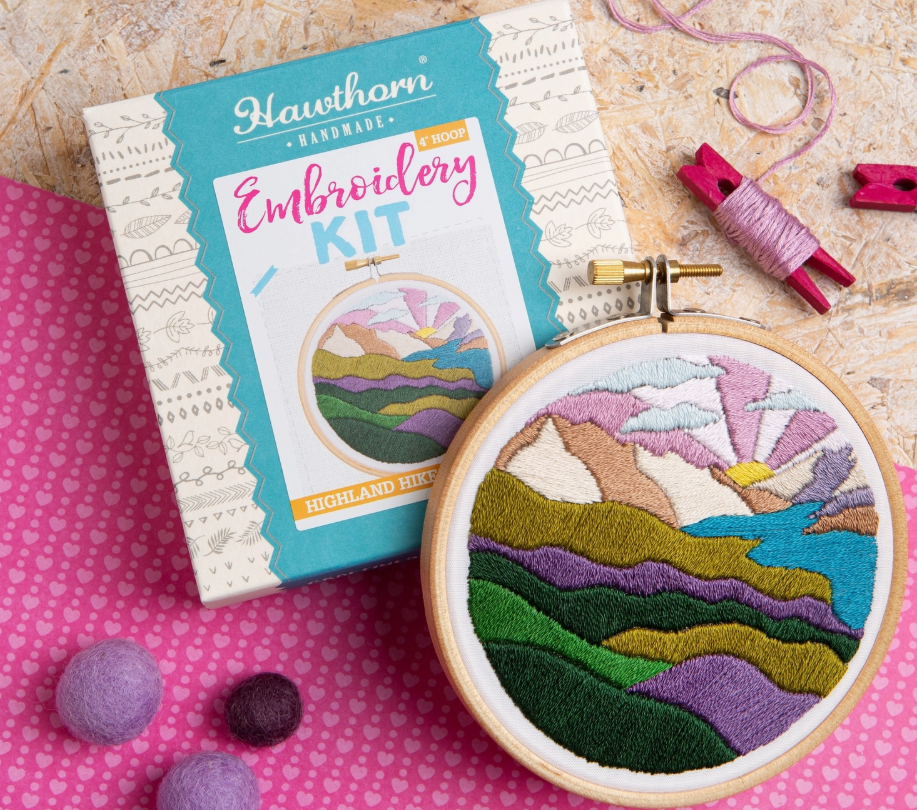 Hawthorn Handmade - Highland Hike Mini Embroidery Kit | Complete Craft Kit For Beginners