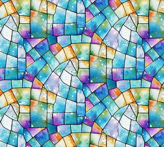 Henry Glass Faith in Full Color 2185-75 Turquoise Multi quilting cotton