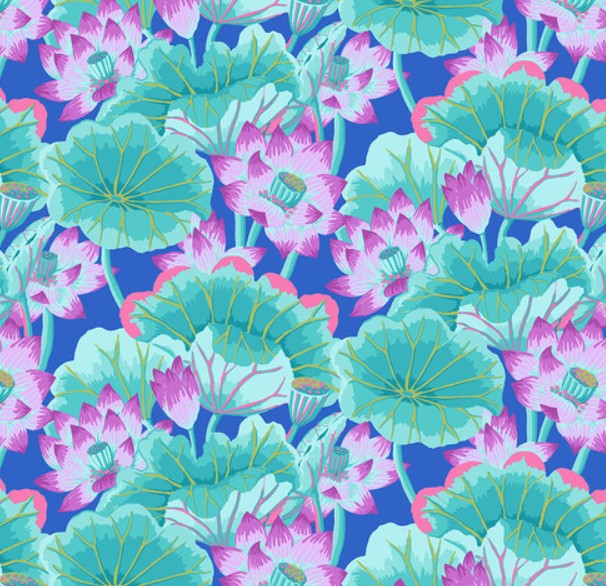 Kaffe Fassett Lake Blossoms Turquoise quilting fabric