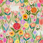 Michael Miller Enchanted Unicorns Bunnies and Flowers Peach
