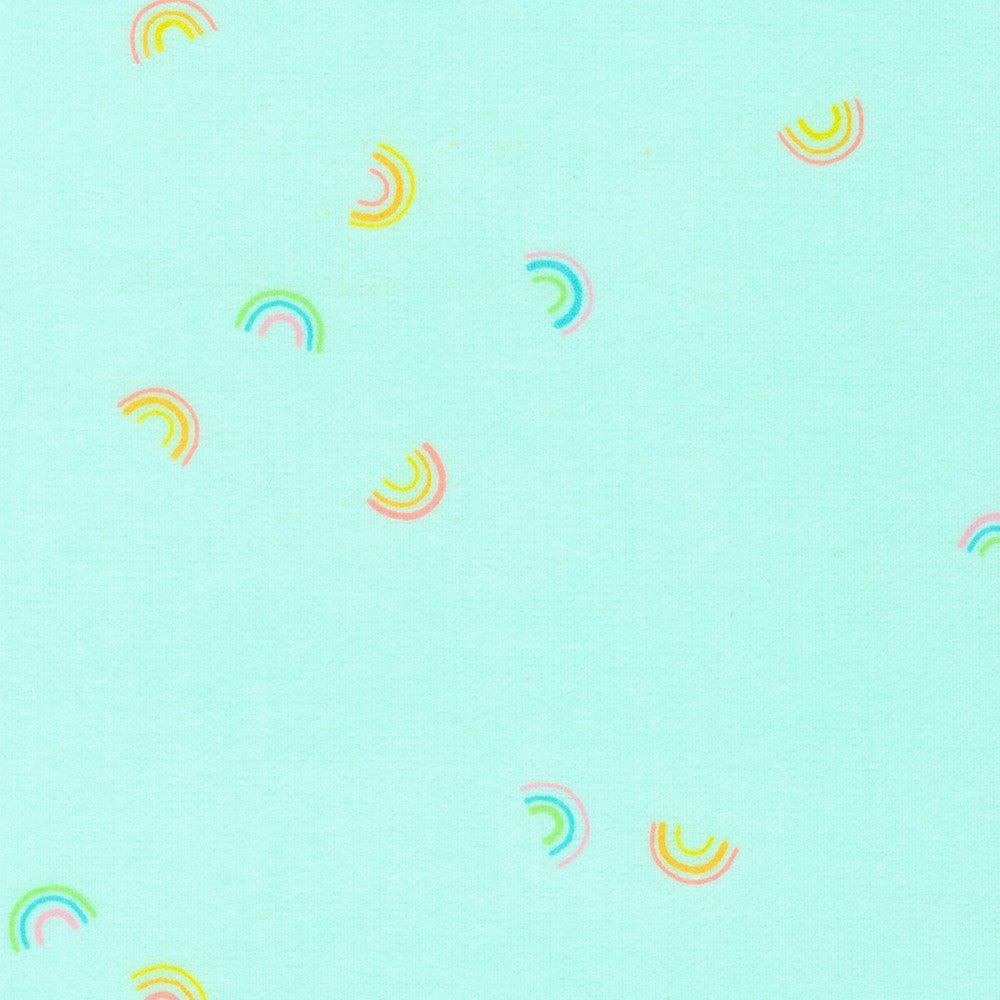 Cozy Cotton Flannel, Rainbows, Mint