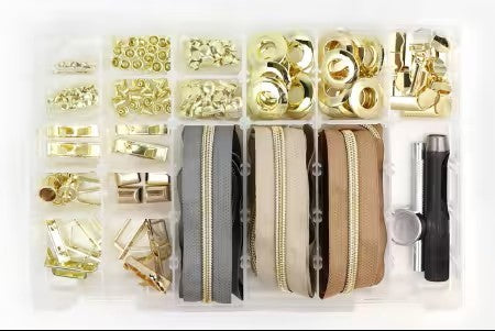 Next Level Hardware and Zipper Set gold bag making coordinated