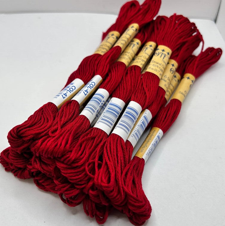 Solid six strand embroidery floss Bright Red 8.7 yards