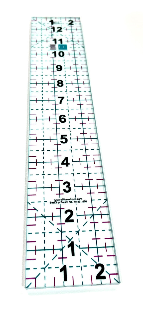 2.5 x 13 inch Acrylic Grip Ruler with Grid Lines quilting notion