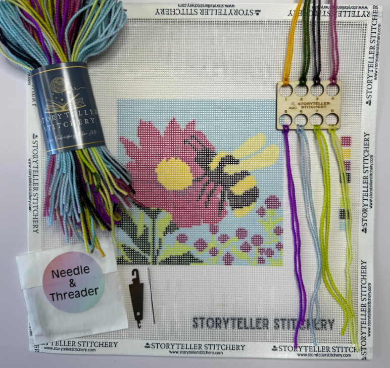 Storyteller Stitchery - Bee & Bloom Needlepoint Kit - 18 Mesh Canvas