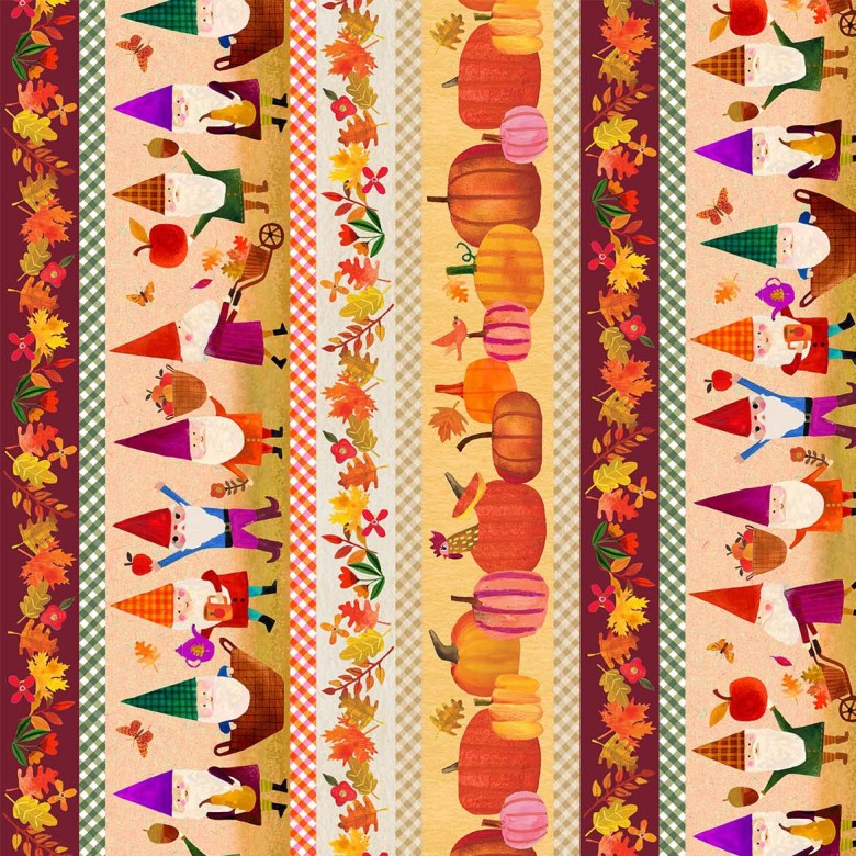 Michael Miller Autumn Gnome Multi colorway fall quilting fabric