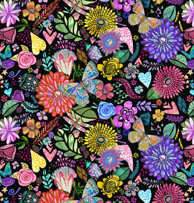 Windham Shine On 54842D-5 Black quilting fabric