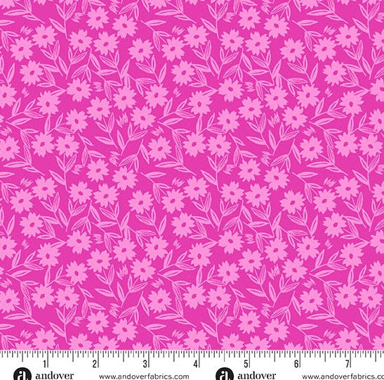 andover Magenta Sunshine Blooms 1569E Petals and Stitches by Stephanie Organes