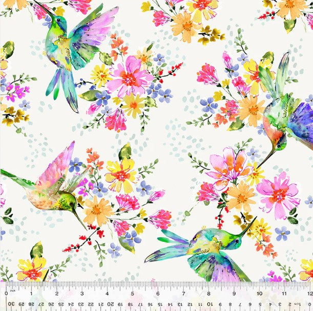 Pretty Pollinators 54323W-1 Ivory Cotton 108/109" 108" Wideback