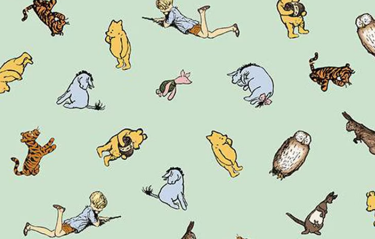 Riley Blake Winnie the Pooh Characters Green quilting cotton fabric