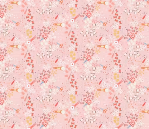 Clothworks - Shop Hop - Meags & Me - Pink Digital Notions Y4798-42