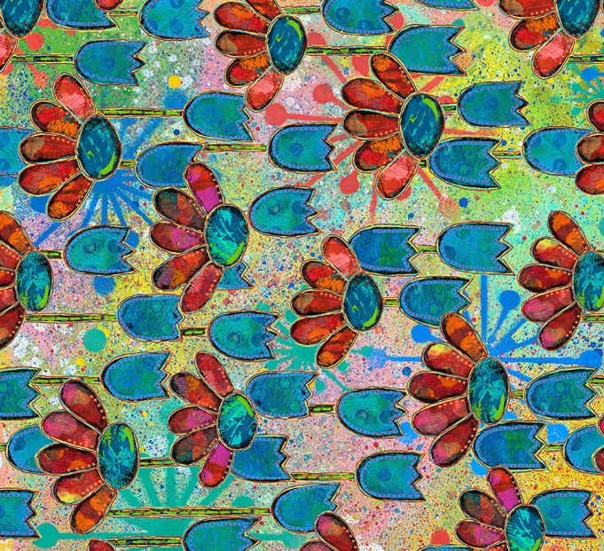 Free Spirit Dragonfly Dance Daisytime multi quilting cotton fabric