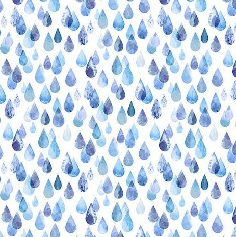 Michael Miller Rain Shower Blue cotton quilting fabric