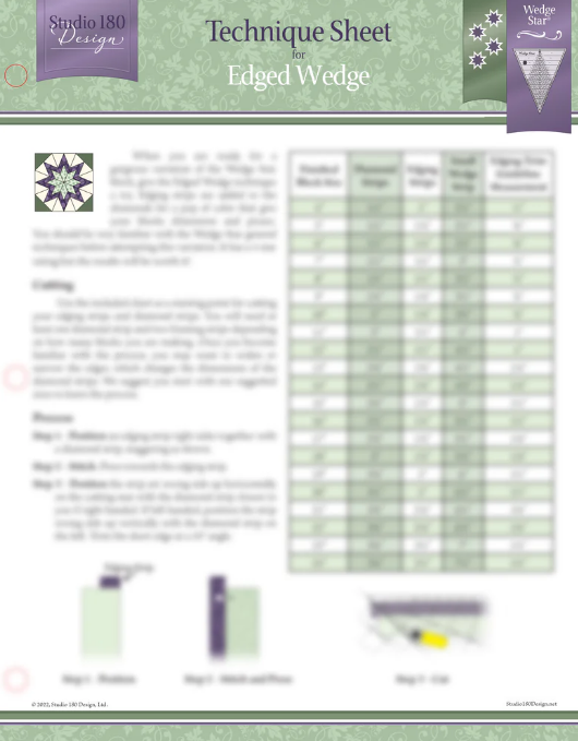 Studio 180 Design Edged Wedge technique sheet quilting pattern