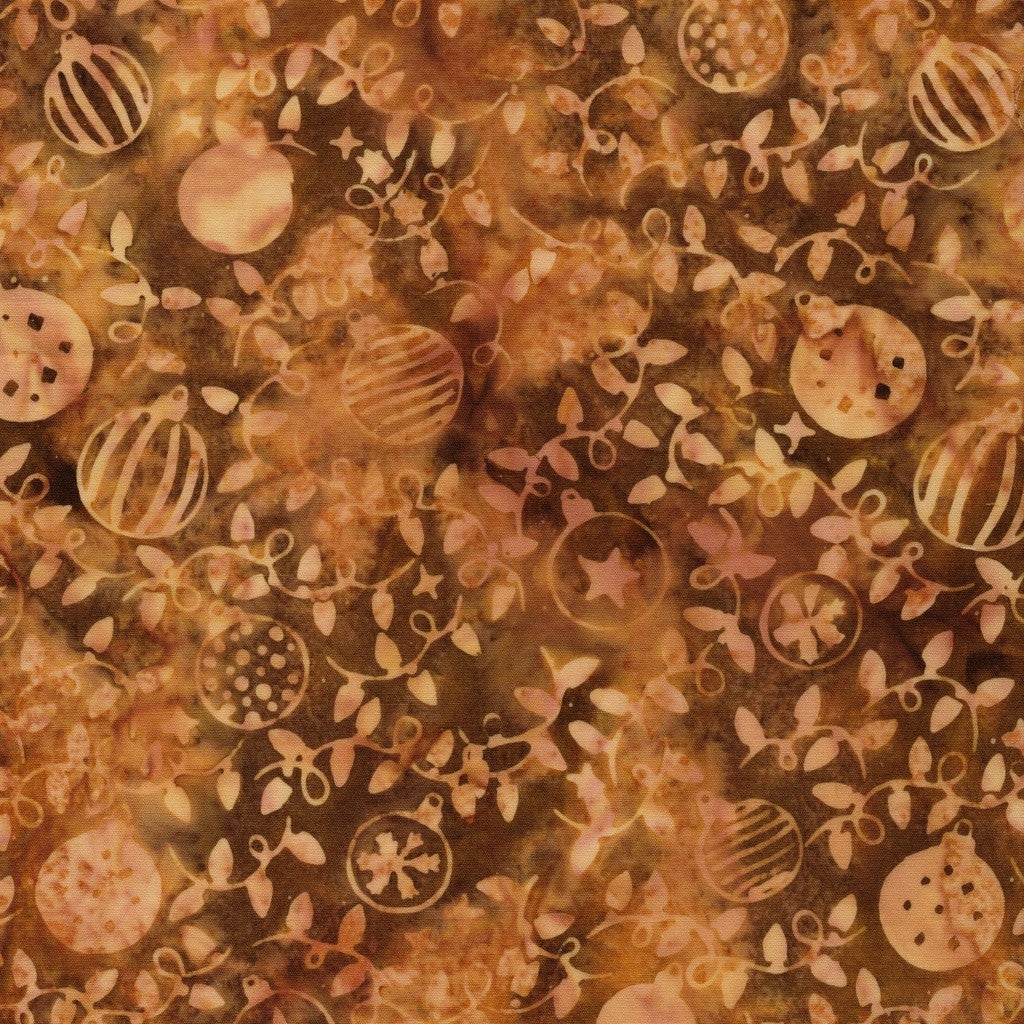 Lumin Fabrics - Jerry Khiev - Holiday Follies - Ornament and Vines - Brown Russet