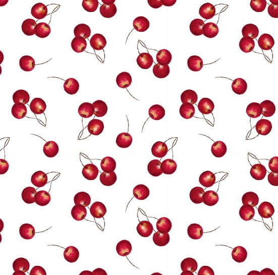 Lumin Patchwork Picnic white cherries W105-014-003 quilting cotton