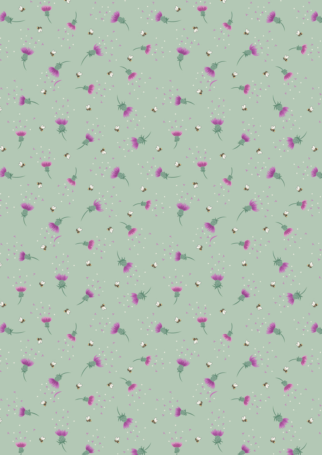 Lewis Irene A Celtic Summer Bee Thistle Sage Green A988C fabric