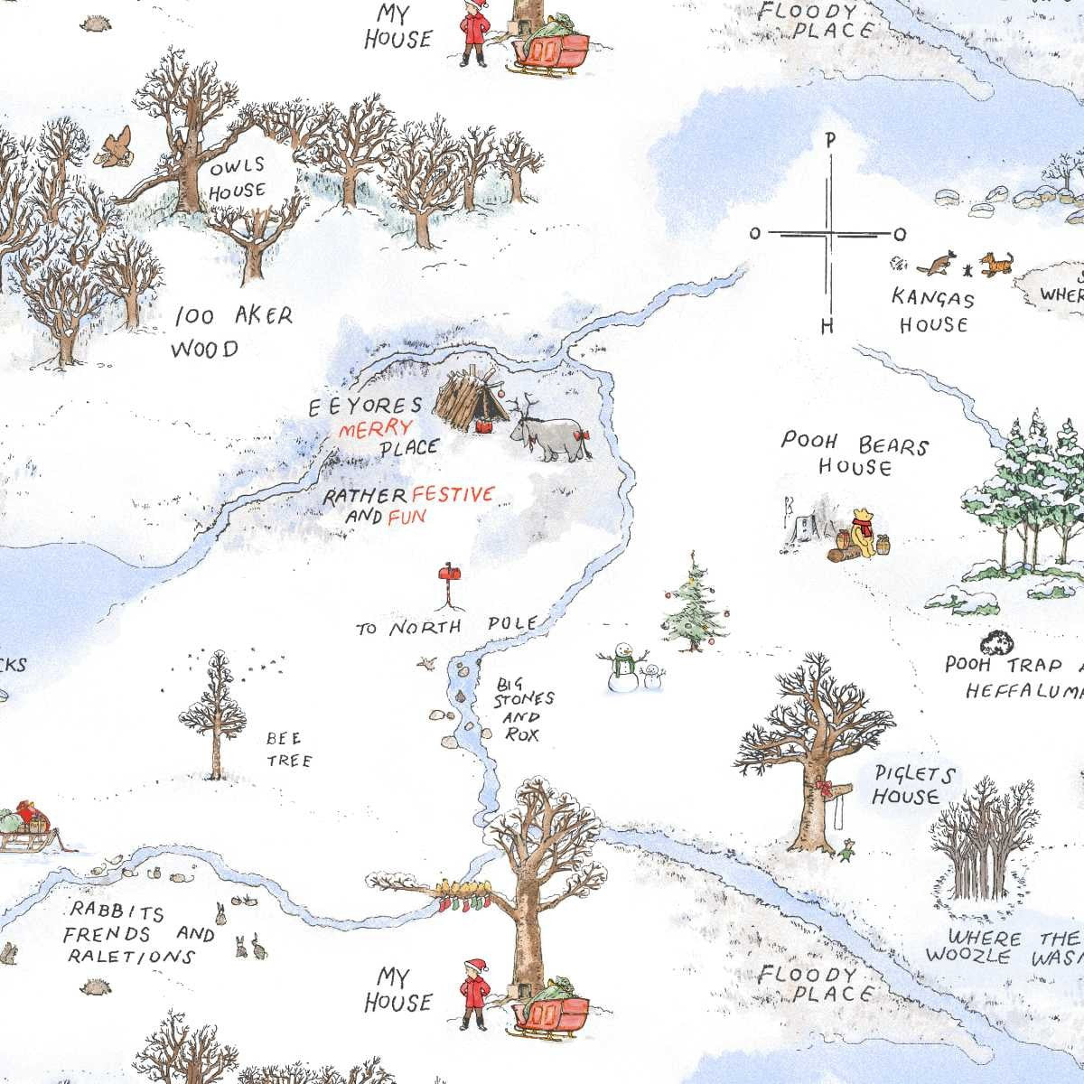Studio E - Christmas at Pooh Corner Minky - 9122MK-07 Snow