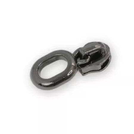 Four #5 oval zipper pulls gunmetal finish bag hardware