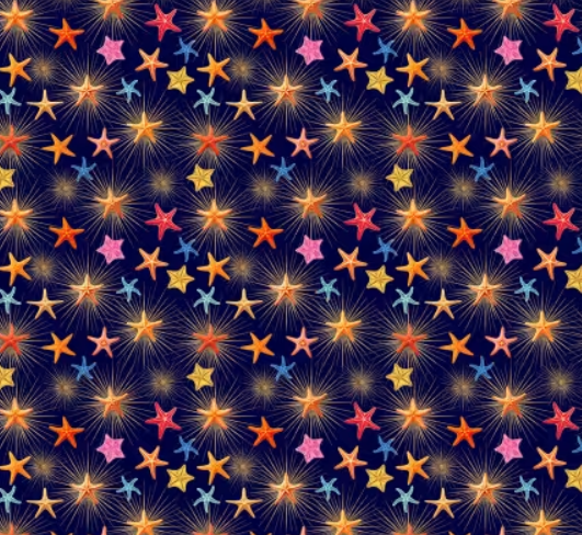 Michael Miller Divine Oceania Navy Starfish Sunburst quilting cotton fabric