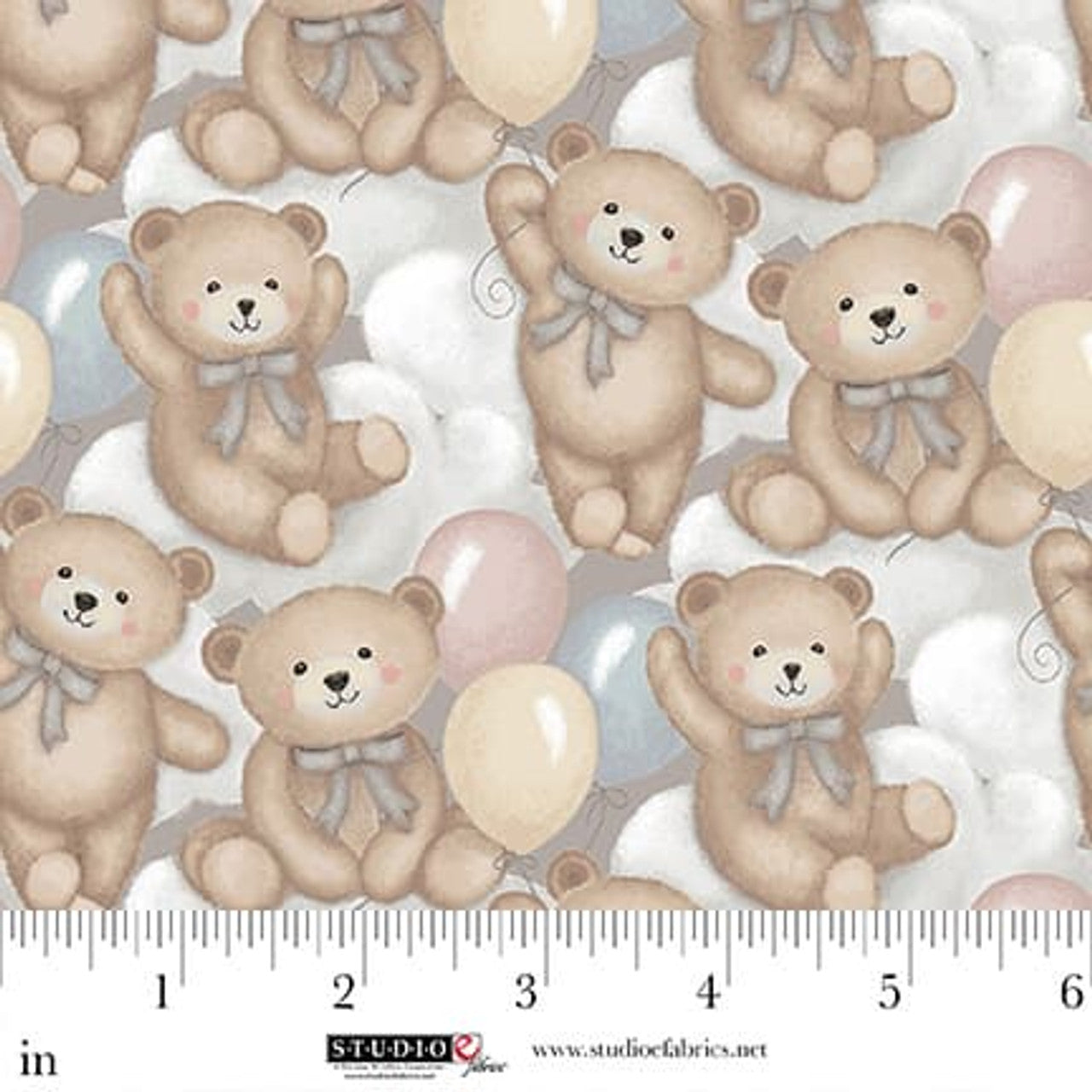 Sleepy Teddy Slumber Party Gray Multi novelty cotton fabric
