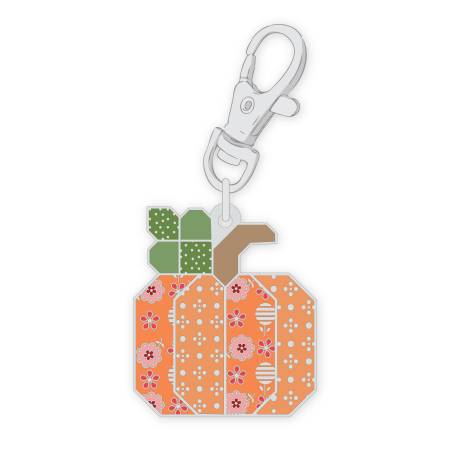Lori Holt Bee Dots Pumpkin Happy Enamel Zipper Charm