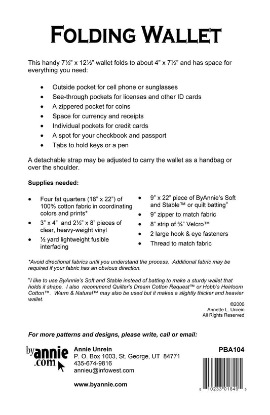 Folding Wallet - Pattern