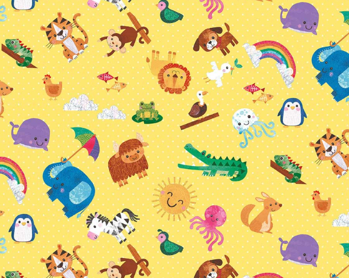 Blank - Noah and Friends - 4585-33 Yellow Fabric