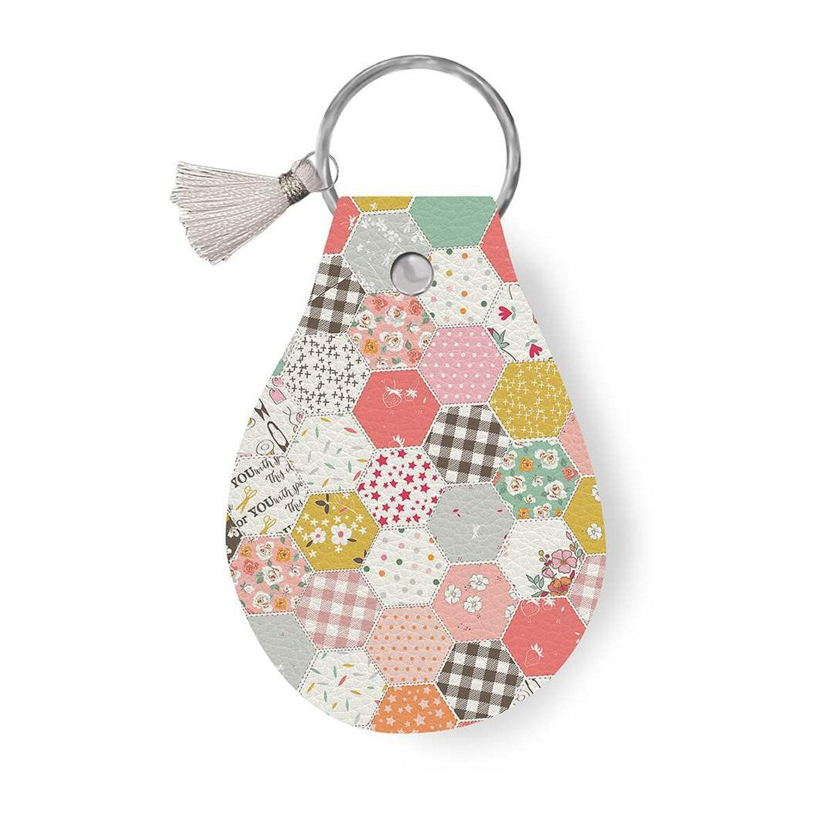 Hometown Leatherworks Circle Key Chain BloomBerry leather floral accessory